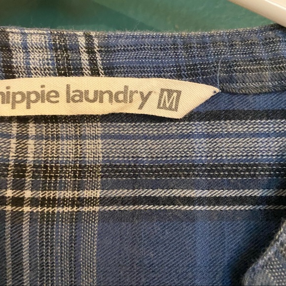 Hippie Laundry Plaid, Lace-Up Long Sleeve Top - Medium - Picture 2 of 2